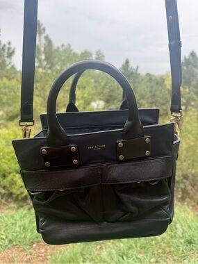 rag & bone Dark Navy Leather smaller crossbody Pilot bag with Metal Plate Accent